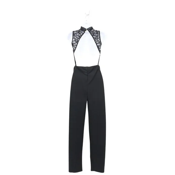 Club Lace Jumpsuit Women 4 Black Whimsigoth Retro Gypsy Witchy Clubbing Festival - Picture 3 of 16